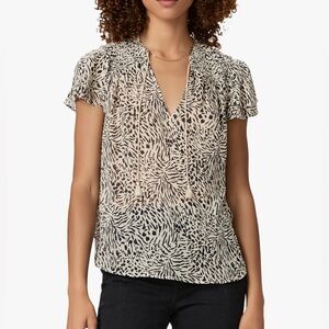NEW WITH TAGS Paige Laramie silk georgette cheetah print top size L